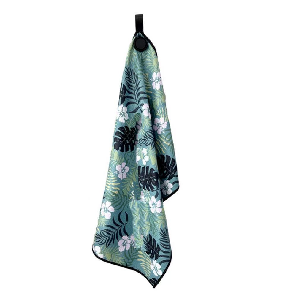 Green Floral Design Magnetic Waffle Stitch Towel