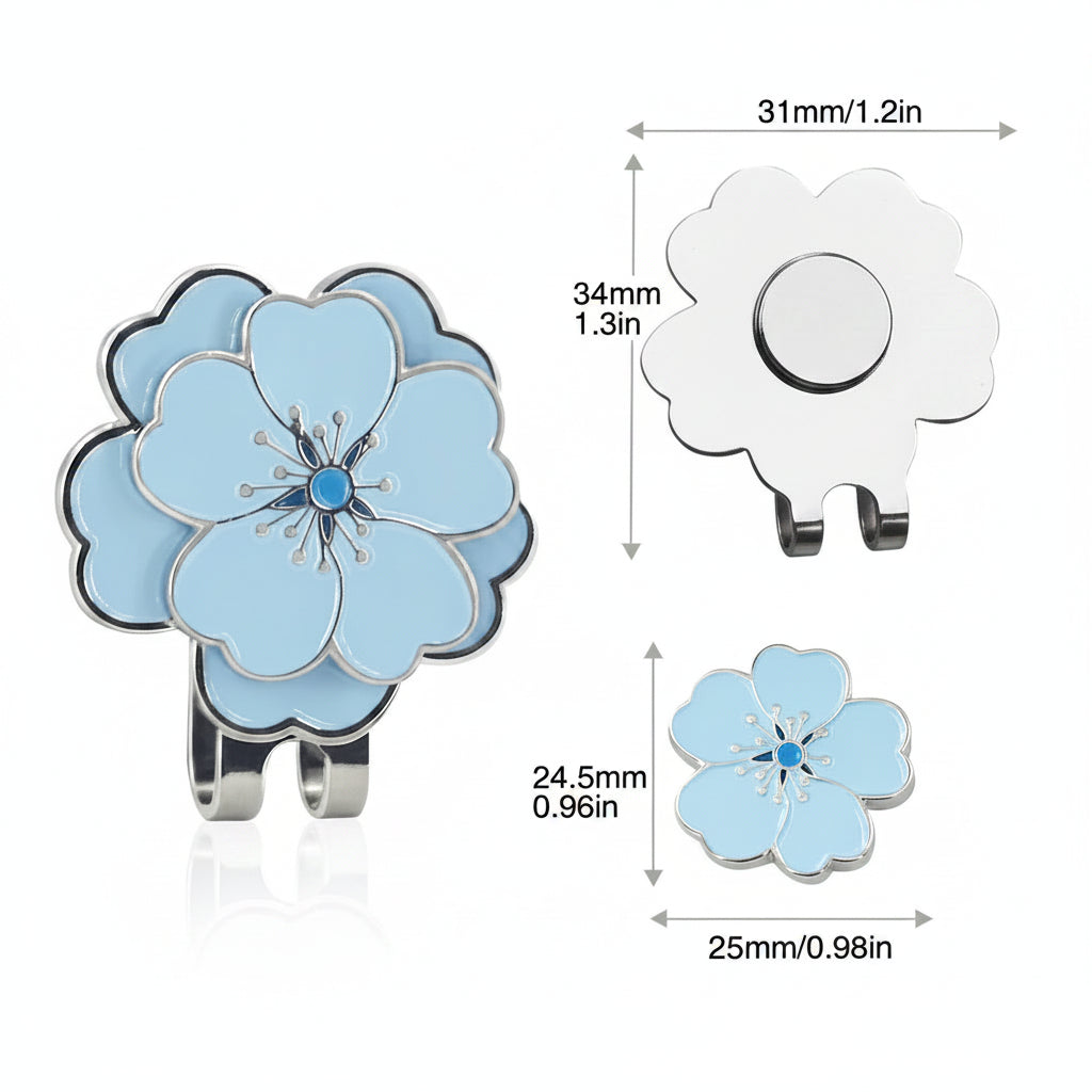 Blue Peach Blossom Ball Mark with Magnetic Clip