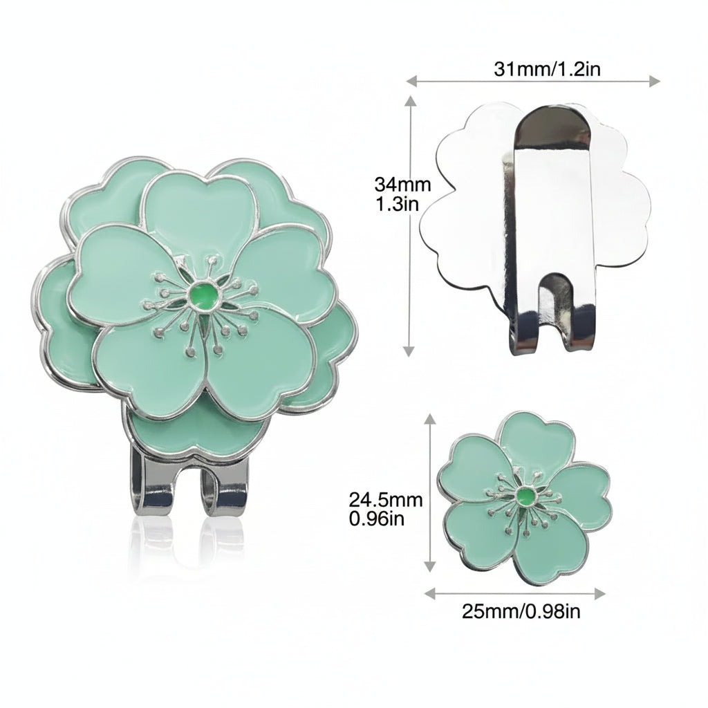 Green Peach Blossom Ball Mark with Magnetic Clip