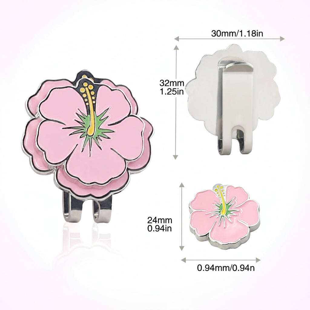 Pink Morning Glory Ball Mark with Magnetic Clip