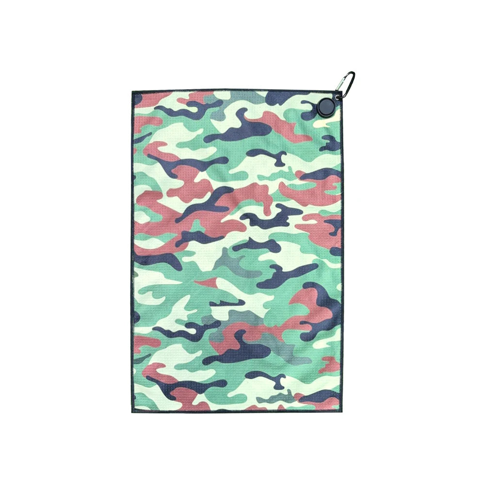 Camo Waffle Stitch Golf Towel with Magnet and Clip