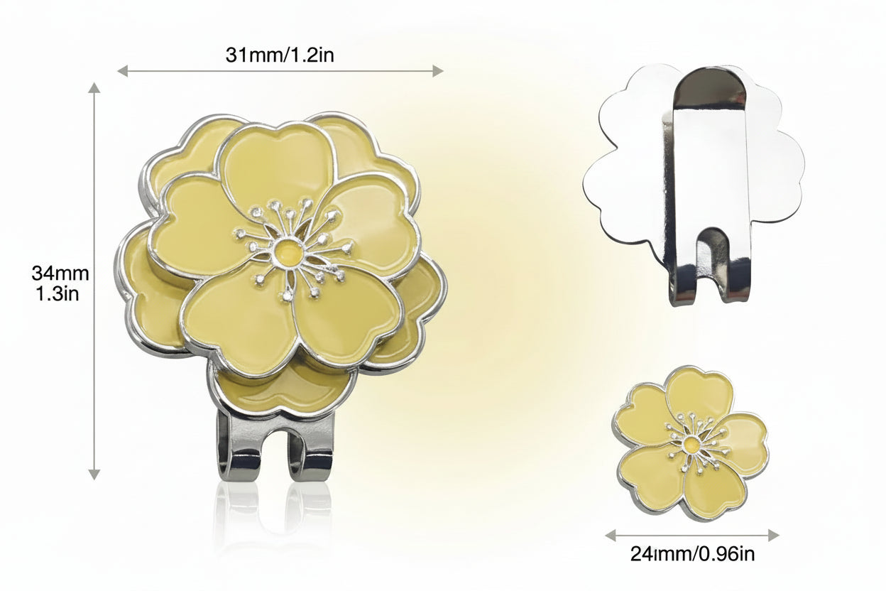 Yellow Peach Blossom Ball Mark with Magnetic Clip