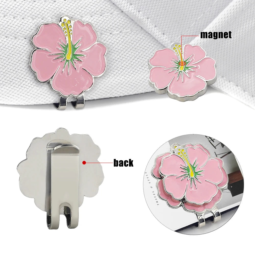 Pink Morning Glory Ball Mark with Magnetic Clip